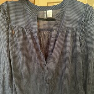 H&M Navy Checkered Blouse